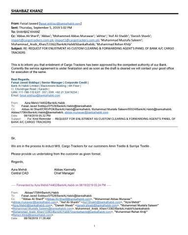 Bank panel letter