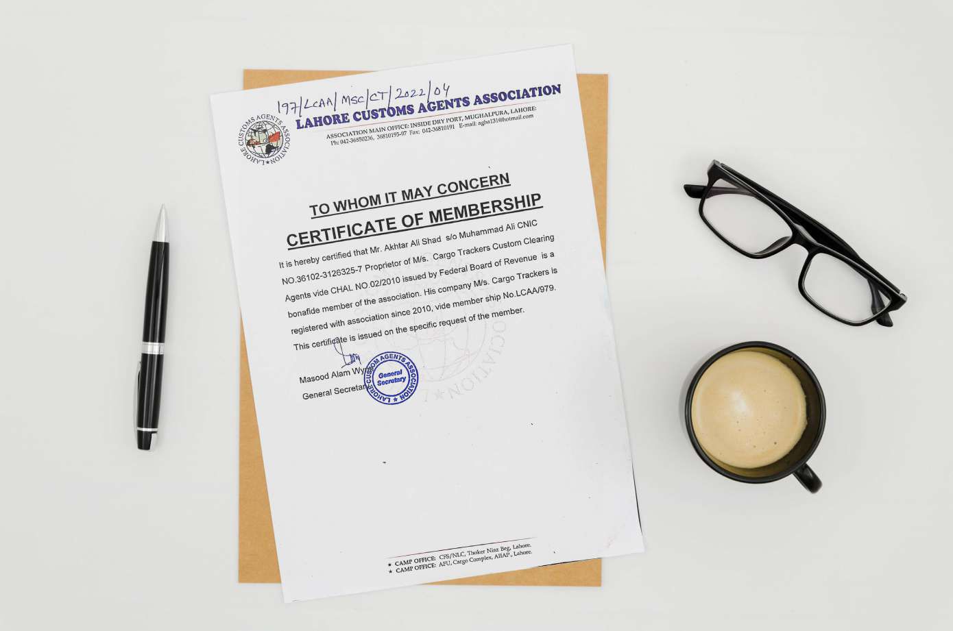 LCAA membership certificate