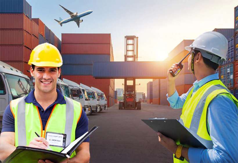 Customs clearance team at port