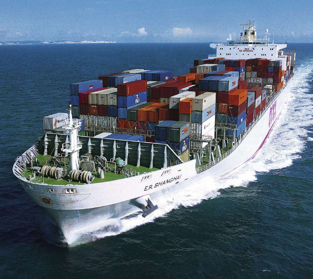 Container ship at sea